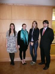 Antonia Noori Farzan, Sarah Reynolds, Meg Clary, president of Hamilton's classics honor society Eta Sigma Phi, and Greg Jordan.